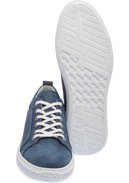 Mavi Nubuk Deri Erkek Sneaker - E24ı1ay56865-F58 Mavi