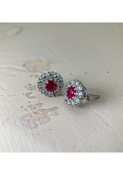 925 Ayar Gümüş Pembe Taşlı Küpegümüş Küpe Taşlı Küpe Pembe Küpe