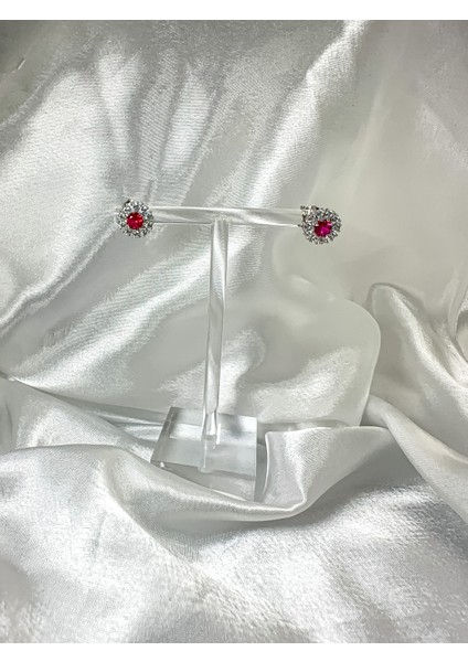 925 Ayar Gümüş Pembe Taşlı Küpegümüş Küpe Taşlı Küpe Pembe Küpe modelleri