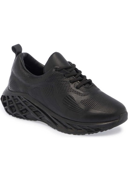 Siyah Deri Kadın Sneaker - K24ı1ay67343-A23 Siyah