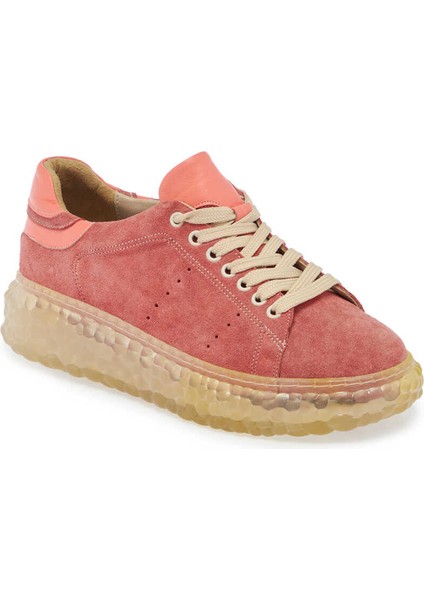 Pembe Hakiki Süet Deri Kadın Sneaker - K24I1AY67334-T4Z