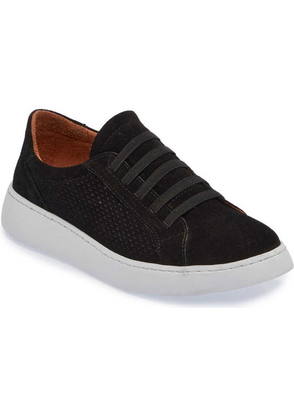 Siyah Süet Deri Kadın Sneaker - K24ı1ay67338-A01 Siyah