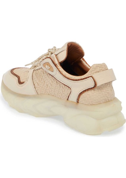 Ekru Deri-Vegan Kadın Sneaker - K24ı1ay67342-R90 Ekru