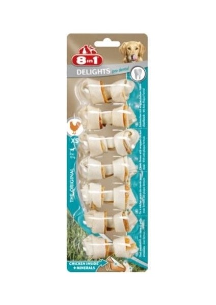 Delights Pro Dental Tavuk Düğümlü Köpek Kemik Ödülü XS 7X84 gr