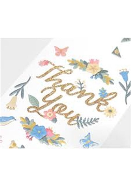 Sticker Seal Title Seal Thank You Flower Pattern.