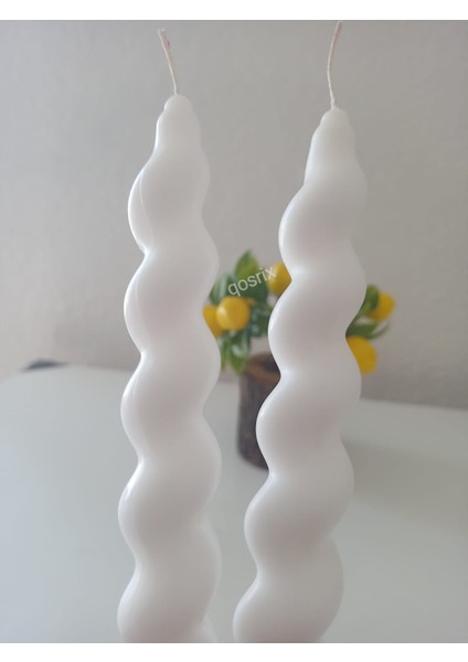 2'li Beyaz Italyan Burgulu Şamdan Soya Mumu Doğal Kokulu Uzun Çubuk Konik Burgu Spiral Mum Dekoratif fiyatları
