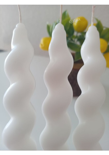3'lü Beyaz Italyan Burgulu Şamdan Soya Mumu Doğal Kokulu Uzun Çubuk Konik Burgu Spiral Mum Dekoratif fiyatları