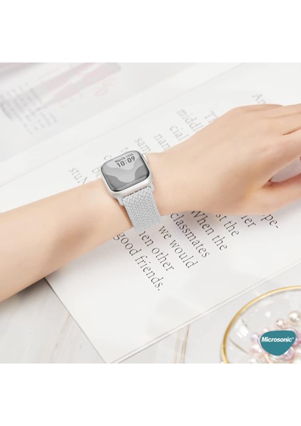 Apple Watch Series 10 46MM Kordon, (Medium Size, 147MM) Knitted Fabric Single Loop Beyaz fiyatları