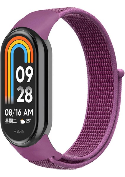 Xiaomi Mi Band 9 Hasırlı Kordon Woven Sport Loop Mor
