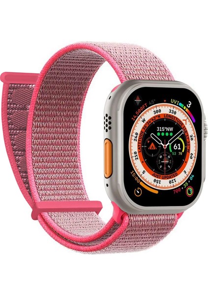 Apple Watch Series 10 42MM Hasırlı Kordon Woven Pembe