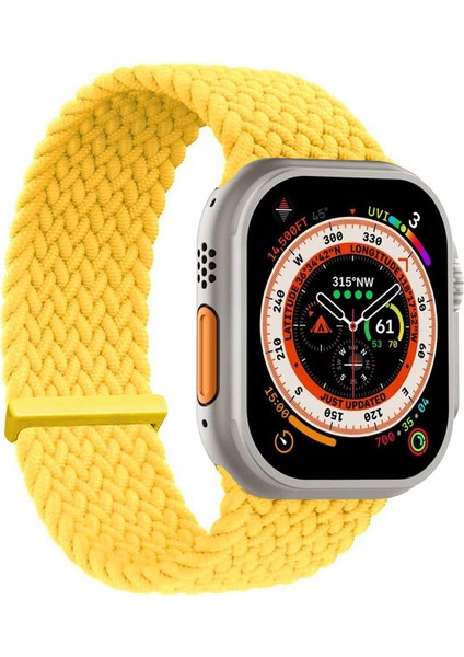 Apple Watch Series 10 42MM Kordon, (Large Size, 160MM) Knitted Fabric Single Loop Sarı