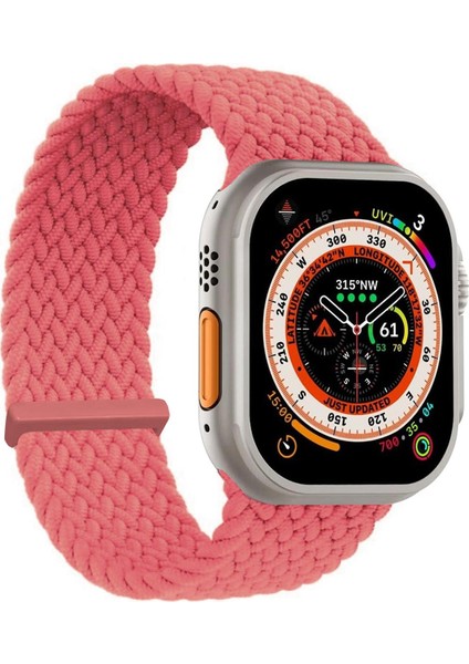 Apple Watch Series 10 42MM Kordon, (Medium Size, 147MM) Knitted Fabric Single Loop Pembe