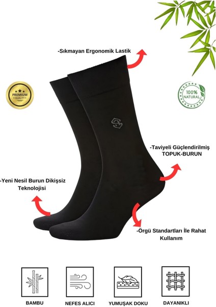 6 Çift Bambu Erkek Soket Çorap Dikişsiz,soft Sıkama ve Parfümlü