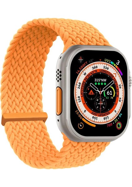 Apple Watch Series 10 42MM Kordon, (Large Size, 160MM) Knitted Fabric Single Loop Turuncu