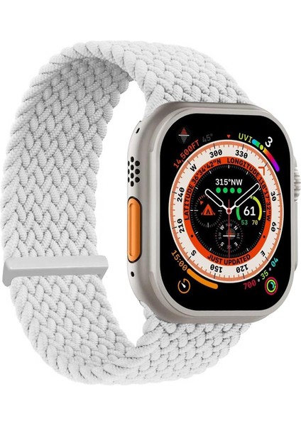 Apple Watch Series 10 42MM Kordon, (Small Size, 127MM) Knitted Fabric Single Loop Beyaz