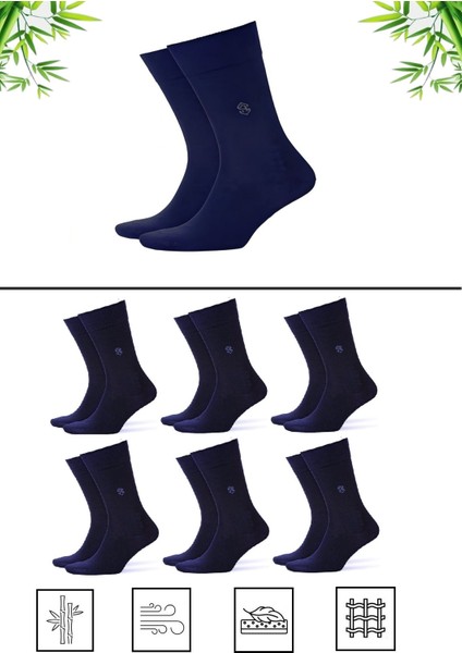 6 Çift Bambu Erkek Soket Çorap Dikişsiz, Soft Sıkama ve Parfümlü Lacivert