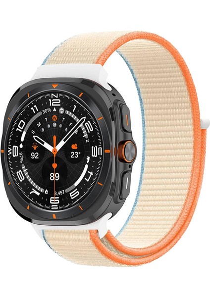Samsung Galaxy Watch Ultra Hasırlı Kordon Woven Sport Loop Bej