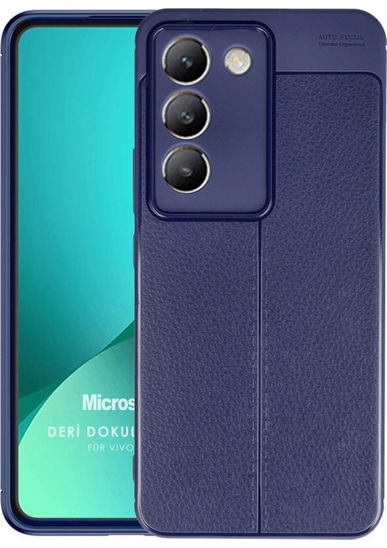 Vivo V30 Lite 4g Kılıf Deri Dokulu Silikon Lacivert