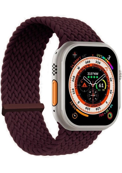Apple Watch Series 10 42MM Kordon, (Large Size, 160MM) Knitted Fabric Single Loop Koyu Bordo