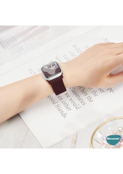 Apple Watch Series 10 42MM Kordon, (Large Size, 160MM) Knitted Fabric Single Loop Koyu Bordo fiyatları