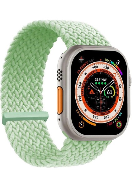 Apple Watch Series 10 42MM Kordon, (Small Size, 127MM) Knitted Fabric Single Loop Açık Yeşil