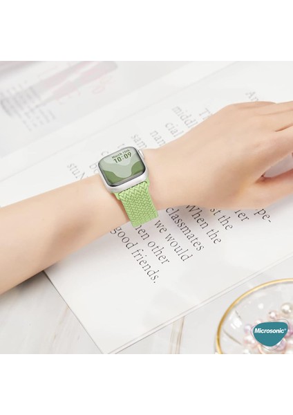 Apple Watch Series 10 42MM Kordon, (Small Size, 127MM) Knitted Fabric Single Loop Açık Yeşil fiyatları