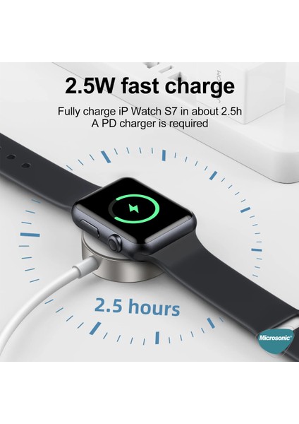 Apple Watch Series 10 46MM Masaüstü Manyetik Hızlı Şarj Aygıtı - Type-C Kablosu Beyaz