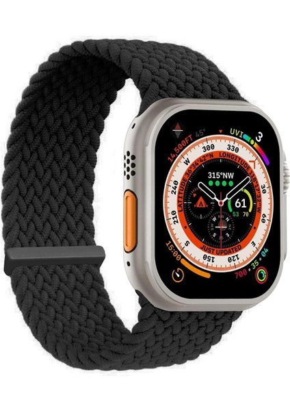 Apple Watch Series 10 42MM Kordon, (Small Size, 127MM) Knitted Fabric Single Loop Siyah