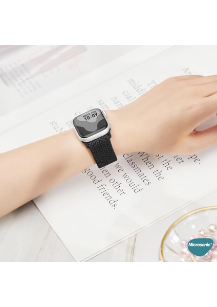 Apple Watch Series 10 42MM Kordon, (Small Size, 127MM) Knitted Fabric Single Loop Siyah fiyatları