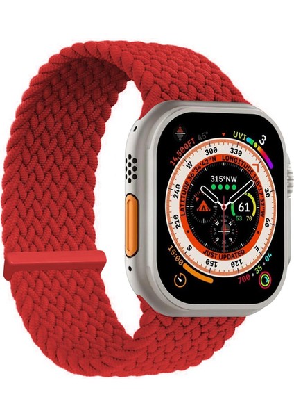 Apple Watch Series 10 42MM Kordon, (Small Size, 127MM) Knitted Fabric Single Loop Kırmızı