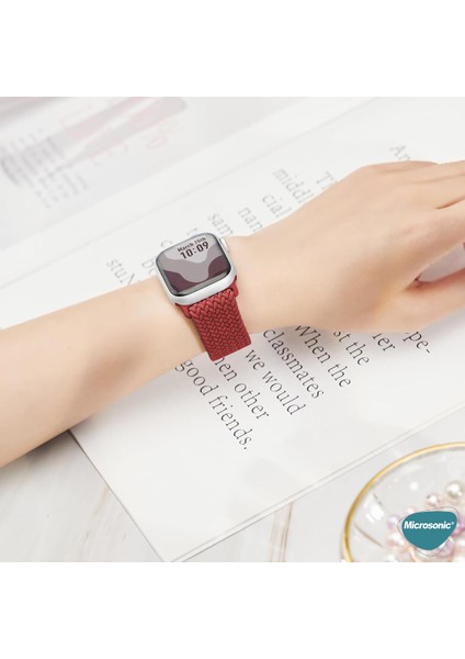 Apple Watch Series 10 42MM Kordon, (Small Size, 127MM) Knitted Fabric Single Loop Kırmızı fiyatları