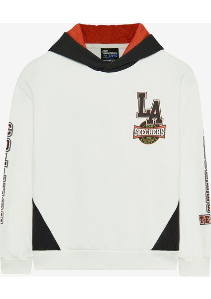 B Lw Fleece Hoodie Sweatshirt Büyük Erkek Çocuk Beyaz Eşofman Altı SK242050-102
