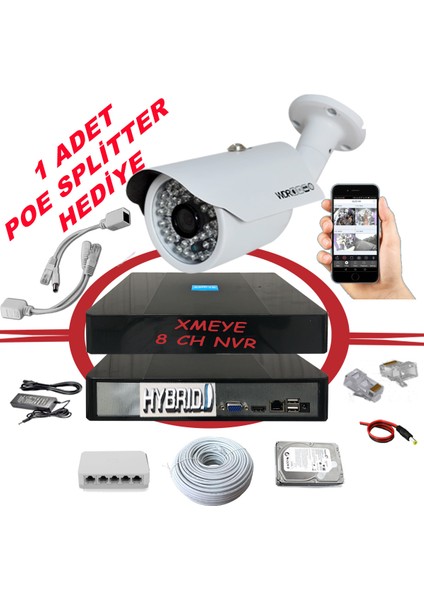 1' Li 5 Mp 1940P Sensör 6 Megapiksel Sony Lens Metal Kasa Ip Güvenlik Kamerası Seti_bs 748IP
