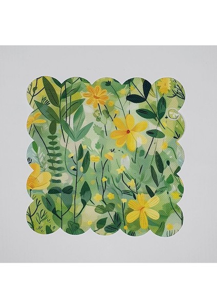 Sulu Boya Sarı Papatya Desenli Dijital Baskılı Lazer Kesim Kokteyl Peçetesi