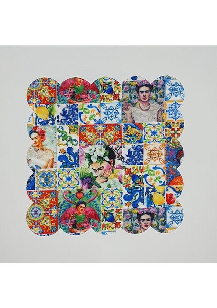 Çini Desen Meksikalı Kadın Figürlü Desenli Dijital Baskılı Lazer Kesim Kokteyl Peçetesi