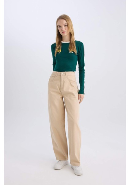 Coool Gabardin Pantolon Baggy Fit Normal Bel Cepli Basic Düz D3761AX24AU