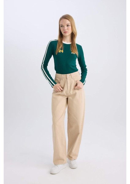 Coool Gabardin Pantolon Baggy Fit Normal Bel Cepli Basic Düz D3761AX24AU