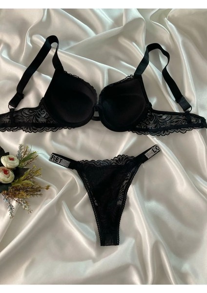 Dantelli Taşlı Balenli Destekli Sütyen Takım modelleri