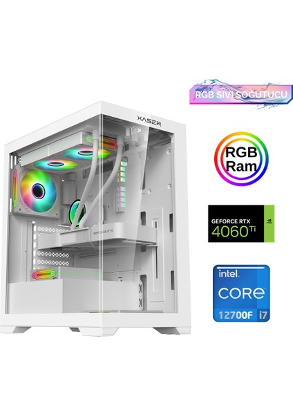 XSR892 I7 12700F 16GB Ram 512GB M.2 Nvme SSD 8gb RTX4060TI Oyuncu Masaüstü Bilgisayarı