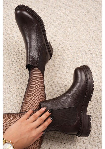 Rosalinda Yan Lastik Detaylı Hakiki Deri Kadın Bot Kahve fiyatları