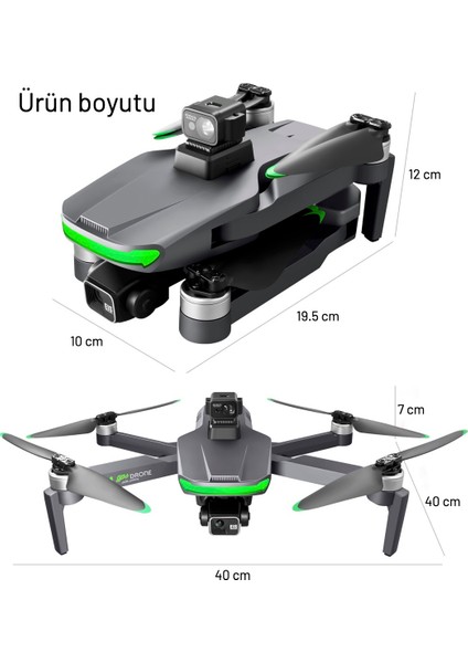 S155 Drone 3 Axis Gimbal 2 Batarya Ile 60 Dakika Uçuş Süresi Beni Takip Et Modu 4K Hd Kamera ve Lazerli Engelden Kaçınma Modu