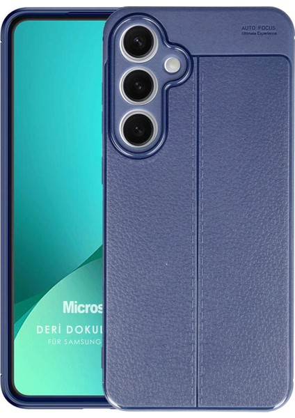 Samsung Galaxy S24 Fe Kılıf Deri Dokulu Silikon Lacivert
