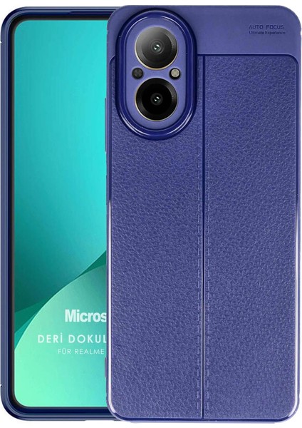 Realme 12 Lite Kılıf Deri Dokulu Silikon Lacivert