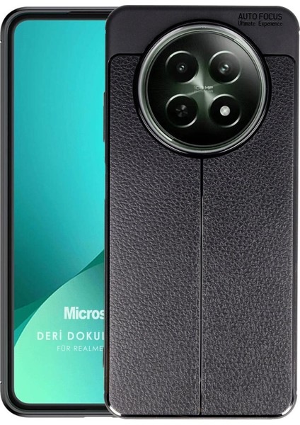 Realme 12 5g Kılıf Deri Dokulu Silikon Siyah
