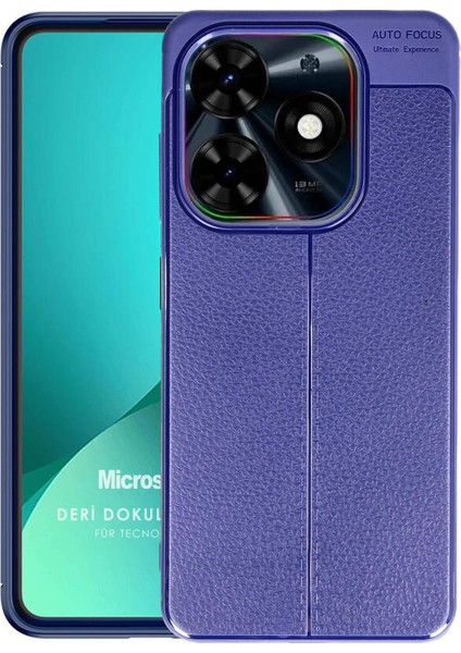 Tecno Spark 20 Kılıf Deri Dokulu Silikon Lacivert