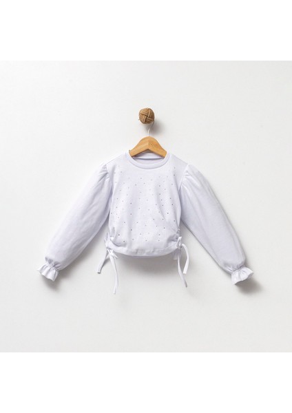 Kız Çocuk Taşlı Büzgülü Bluz