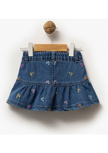 Kız Çocuk Kalp Nakışlı Kot Etek fiyatları