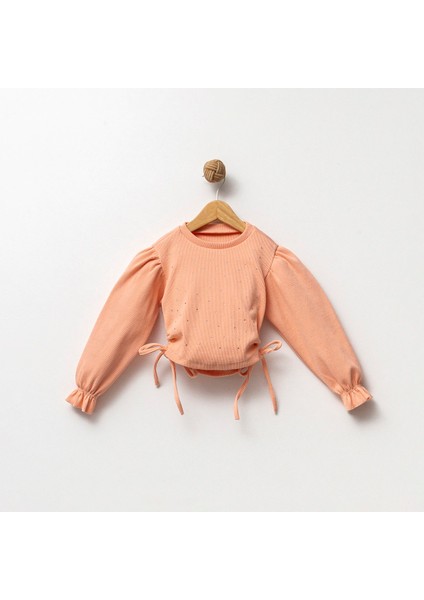 Kız Çocuk Taşlı Büzgülü Bluz