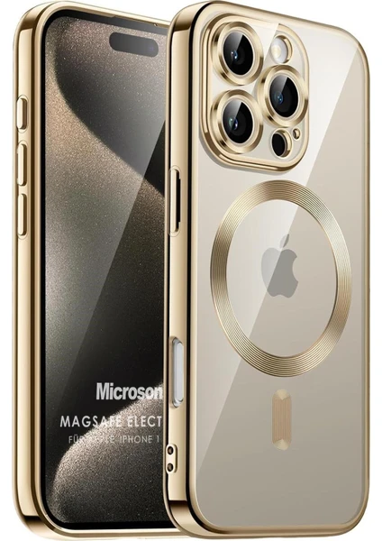 Apple iPhone 16 Pro Kılıf Magsafe Luxury Electroplate Gold