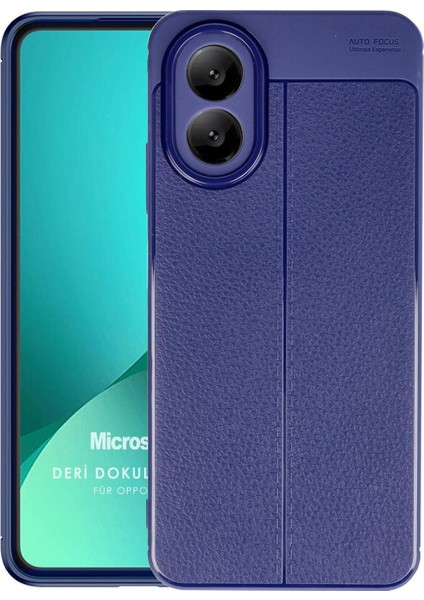 Oppo A38 Kılıf Deri Dokulu Silikon Lacivert